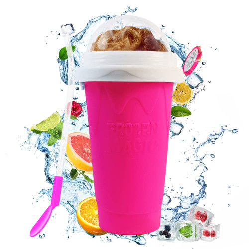 NUFR Slushie Maker Cup, Magic Quick Frozen Smoothies Cup Cooling Cup Double Layer Squeeze Cup Slushy Maker, Homemade Milk Shake Ice Cream Maker DIY it for Children and Family (Pink) NUFR Slushie Maker Cup, Magic Quick Frozen Smoothies Cup Cooling Cup Double Layer Squeeze Cup Slushy Maker, Homemade Milk Shake Ice Cream Maker DIY it for Children and Family (Pink)