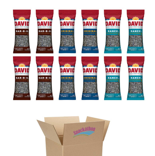 DAVID SEEDS Roasted and Salted Sunflower Seeds, Variety, (Original, BBQ, Ranch, 1.625 Ounce Each, 4 per Flavor) (Pack of 12) DAVID SEEDS Roasted and Salted Sunflower Seeds, Variety, (Original, BBQ, Ranch, 1.625 Ounce Each, 4 per Flavor) (Pack of 12)