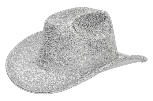 Silver Space Cowboy Hat - Sparkly Glitter Holographic Cowgirl Hat Rave Hat for Bachlorette Party Halloween