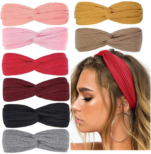 Huachi Headbands for Women Twist Knotted Boho Stretchy Hair Bands for Girls Criss Cross Turban Plain Headwrap Yoga Workout Vintage Hair Accessories, Solid Color 8Pcs Huachi Headbands for Women Twist Knotted Boho Stretchy Hair Bands for Girls Criss Cross Turban Plain Headwrap Yoga Workout Vintage Hair Accessories, Solid Color 8Pcs
