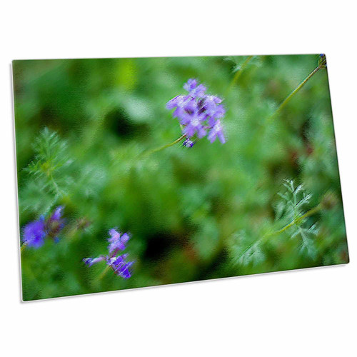 3dRose A Purple Flower on Green Bush Done in a Cross Hatch... - Desk Pad Place Mats (dpd-52046-1)