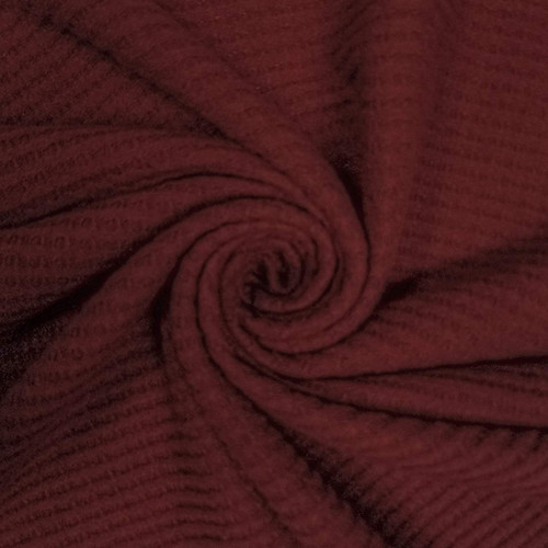 Solid Waffle Brush Poly Rayon Spandex Knit Fabric (Sample Swatch (7"x10" Inches), Ruby)