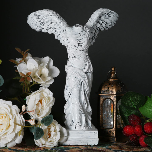A.F.N.A.L Winged Victory of Samothrace Statue Decoration Gift, Greek & Roman Mythology Classical Goddess Indoor Figurine for Home & Office, Victoria Replica Resin Sculpture Art, 9.4" H (White)