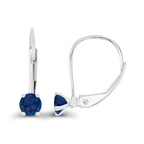 925 Sterling Silver 4mm Created Blue Sapphire September Birthstone Leverback Earrings