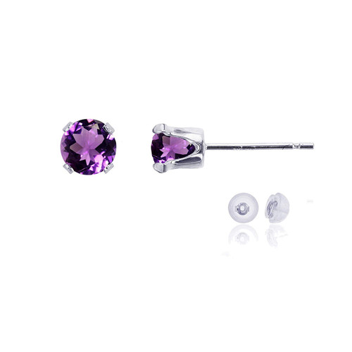 Genuine 10K Solid Yellow Gold 5mm Round Natural Purple Amethyst February Birthstone Stud Earrings Genuine 10K Solid Yellow Gold 5mm Round Natural Purple Amethyst February Birthstone Stud Earrings