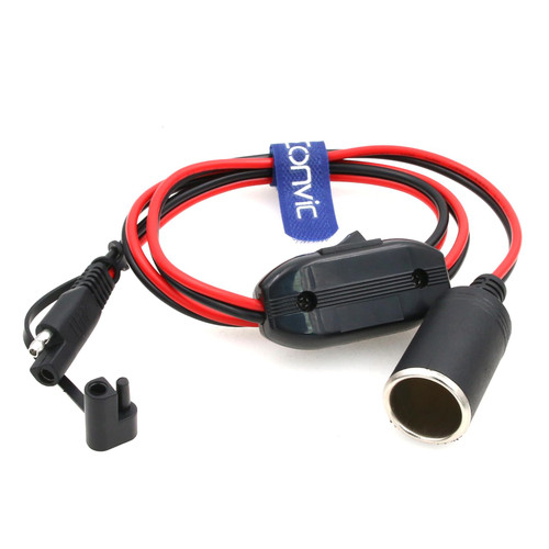 Eonvic SAE to Cigarette Lighter Socket Cable with Switch On/Off 16AWG 12V Quick Disconnect Connector Extension Adapter Charging Cable for Solar Panel Cars (Female to SAE Switch)
