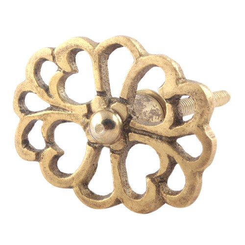 Indian Shelf 8 Pieces Cabinet Knobs for Bathroom | Flower Farmhouse Knobs for Dresser Drawers | Gold Kids Dresser Knobs | Brass Dresser Hardware Pulls and Knobs | Bulk Cabinet Pulls | Knob