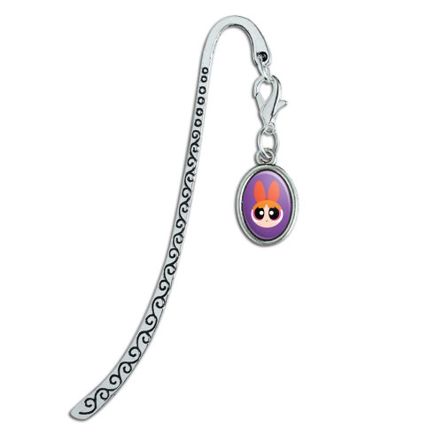 Powerpuff Girls Blossom Head Metal Bookmark Page Marker with Oval Charm