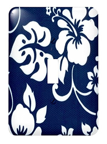 3dRose LSP_112225_1"Hawaiian Tribal Print, Blue and White Single Toggle Switch, Multicolor
