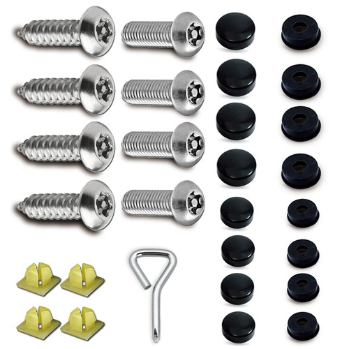 Anti Theft License Plate Screws, Rust Proof Stainless Steel License Plate Screws Kit, Tamper Resistant Licence Plate for Cars Front Rear Frame Holder on All Cars