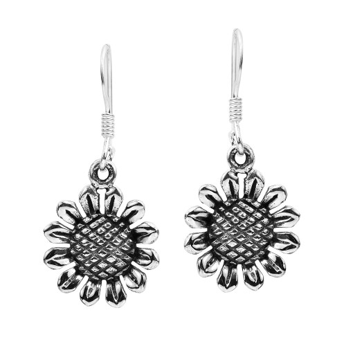 AeraVida Charming Sunflower .925 Sterling Silver Dangle Earrings | Classic Sunflower Sterling Silver Dangle Earrings | Floral Earrings for Women | Dangle Earrings | Sterling Silver Dangle Earrings | for summer fashion AeraVida Charming Sunflower .925 Sterling Silver Dangle Earrings | Classic Sunflower Sterling Silver Dangle Earrings | Floral Earrings for Women | Dangle Earrings | Sterling Silver Dangle Earrings | for summer fashion