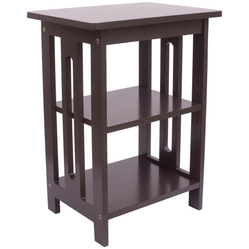 AERATI End Table Side Table with Storage Shelves Sofa Table Night Stand 15.7 x 11.8 x 21 inch 3-Tier Coffee Color