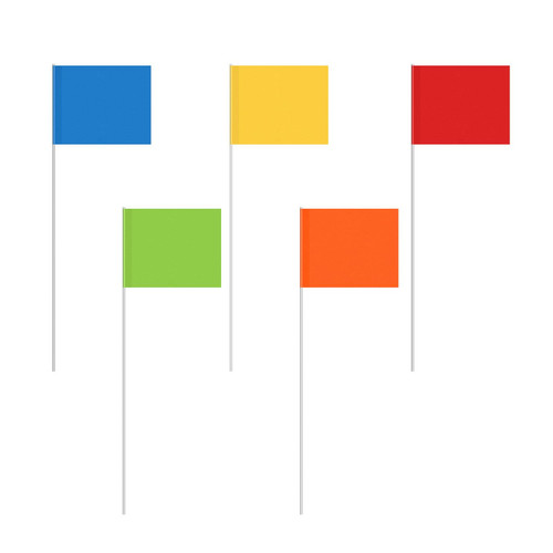 AIRAJ Yard Marking Flags,20-Pack Landscape Flags-4"X5" Marker Flags-15" Wire,Each of 4 Red & Green & Yellow & Orange & Blue Sprinkler Flags,Multi-use Irrigation Flags,Survey Flags for Yards