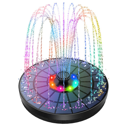 AISITIN 5.5W Solar Fountain with LED Colorful Lights & 2000mAh Battery, Solar Bird Bath Fountains with 7 Nozzles & Bracket, Solar Water Fountain Pump for Bird Bath, Garden, Pond, Fish Tank and Outdoor
