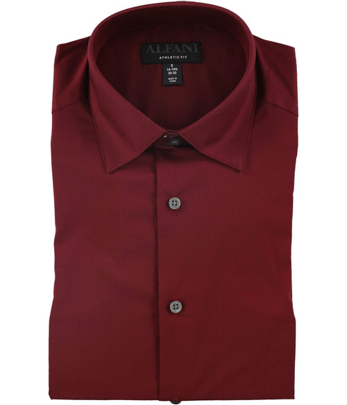 Alfani Mens Solid Button Up Dress Shirt, Red, 15"-15.5" Neck 32"-33" Sleeve