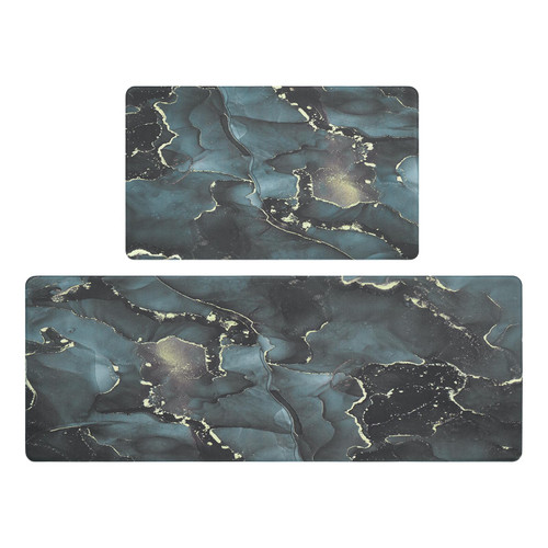 Alishomtll 2 PCS Marble Kitchen Rugs and Mats, Cushioned Anti-Fatigue Kitchen Rugs, Waterproof Non-Slip, Kitchen Mats for Floor Kitchen Laundry Office