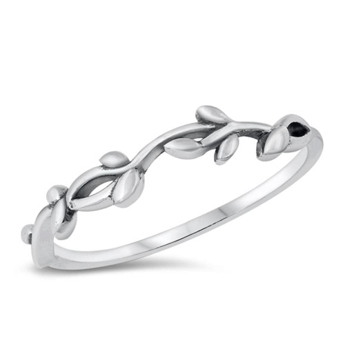 Classic Ring Woodland Branch Leaf New .925 Sterling Silver Band Size 8
