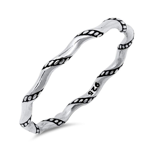 Stackable Bali Rope Knot Thin Accent Ring .925 Sterling Silver Band Size 8