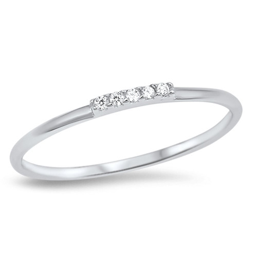 Thin Clear CZ Wedding Ring New .925 Sterling Silver Stackable Band Size 3
