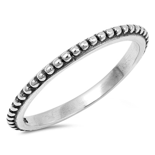 Thin Beaded Bali Stackable Ring New .925 Sterling Silver Vintage Band Size 6
