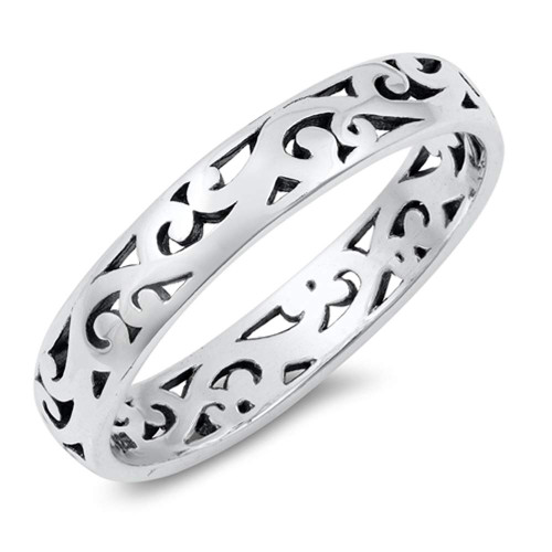 Filigree Eternity Stackable Vine Ring New .925 Sterling Silver Band Size 10
