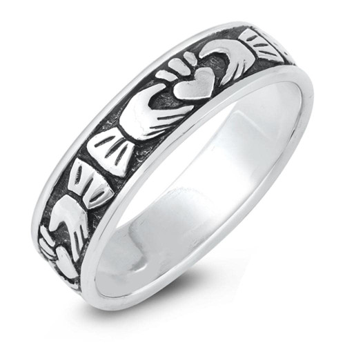 Celtic Triquetra Knot Claddagh Promise Ring New .925 Sterling Silver Band Size 9