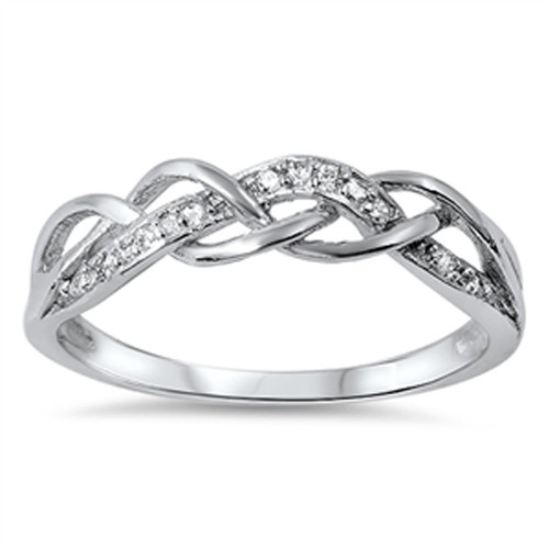 Infinity Knot White CZ Promise Ring New .925 Sterling Silver Band Size 13
