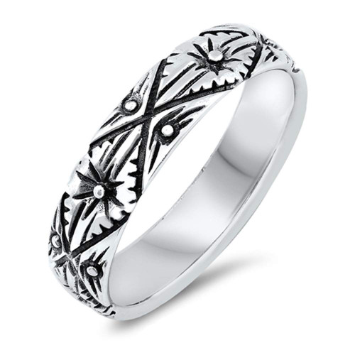 Classic Elegant Woodland Style Ring New .925 Sterling Silver Band Size 6
