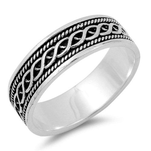 Women's Celtic Knot Bali Rope Design Ring .925 Sterling Silver Band Size 6