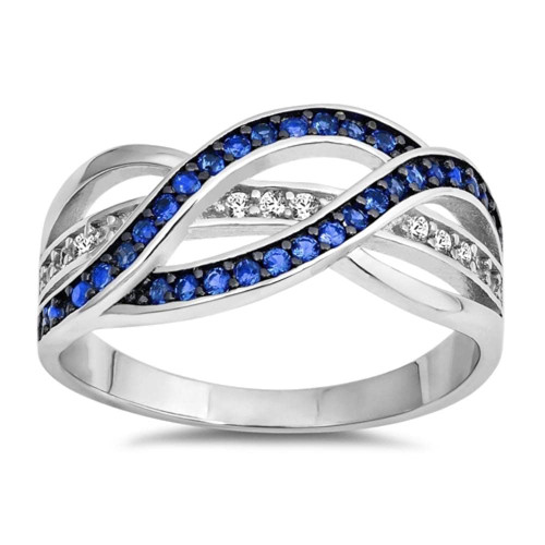 Weave Knot Blue Simulated Sapphire Fashion Ring New 925 Sterling Silver Band Size 11