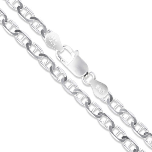 Sterling Silver Flat Marina Link Chain 4.6mm Solid 925 Italy Anchor Necklace 22"