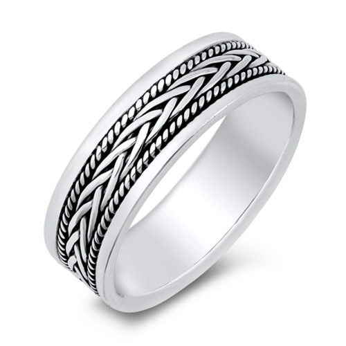 Traditional Celtic Knot Braid Fashion Rope Ring New .925 Sterling Silver Band Size 10