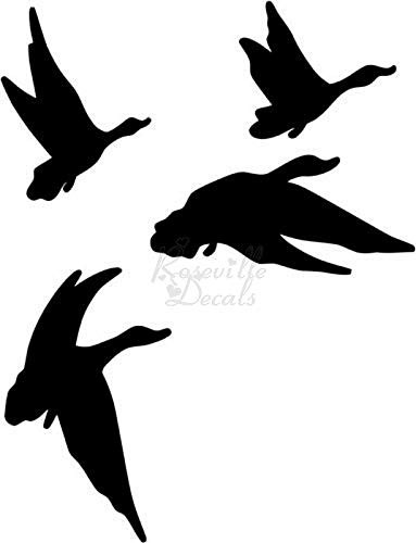 Flying Ducks Vinyl Decal Sticker for Home Office Decor Vehicle Window Sign Size- [20 inch] / [50 cm] Tall and Color- Matte White