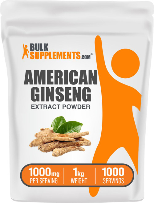 BULKSUPPLEMENTS.COM American Ginseng Extract Powder - Ginseng Supplement, American Ginseng Powder, Ginseng Herbal Supplements - Ginseng Root, Gluten Free, 1000mg per Serving, 1kg (2.2 lbs)