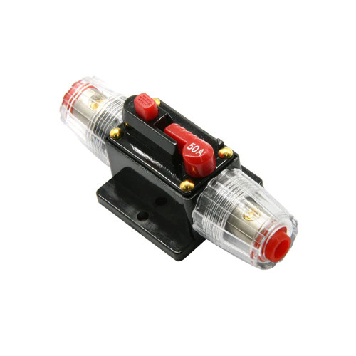 50Amp Audio Circuit Breaker Auto Car Stereo Inline Fuse Holders Inverter, Manual Reset 12V-24V DC for Automotive Marine Boat Audio System Protection (50A)