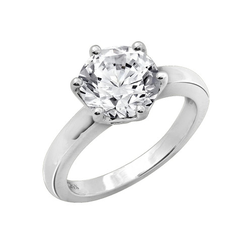 Amazon Collection Platinum-Plated Sterling Silver Solitaire Ring set with Round Infinite Elements Cubic Zirconia (3 cttw), Size 7