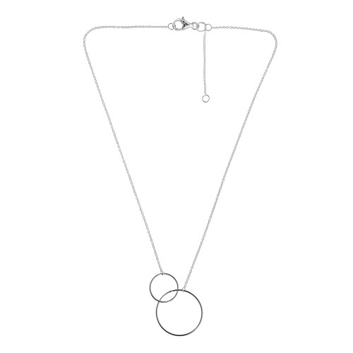 AeraVida Geometric Interlocking Double Circle .925 Sterling Silver Necklace