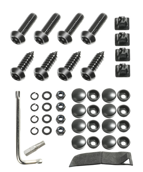 YAKEFLY Anti Theft License Plate Screws Kits,Stainless Steel Rustproof Security Bolts Fasteners,License Plate Bolts,M6 (1/4") Tamper Proof Screws,Fastener Nut,Caps Cover for Frame Holder Mounting