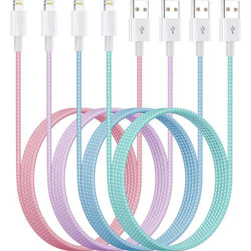 Lightning Cable 6FT 4Packs iPhone Charger 6ft Colorful Nylon Braid Cord Apple MFi Certified for Apple Charger iPhone 14 13 12 11 SE Xs XS Pro Max XR X 8 7 6 Plus iPad iPod Lightning Cable 6FT 4Packs iPhone Charger 6ft Colorful Nylon Braid Cord Apple MFi Certified for Apple Charger iPhone 14 13 12 11 SE Xs XS Pro Max XR X 8 7 6 Plus iPad iPod