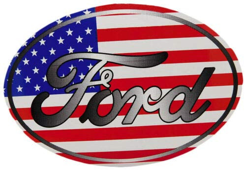 Let it Fly Ford American Flag Oval Vinyl Decal Bumper Sticker