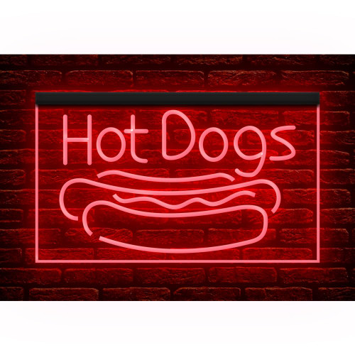 110123 Hot Dogs Shop Cafe Store Fast Food Open Home Decor Display LED Light Neon Sign (12" X 8", Red)