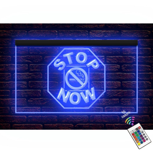 120130 Stop Smoking Now Anti smoke Warning Display LED Light Neon Sign (12" X 8", 16 Colors By Remote)
