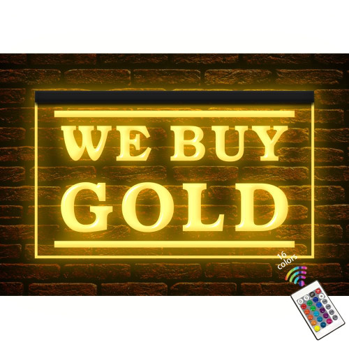 190163 We Buy Gold Jewelry Shop Store Open Home Decor Display LED Light Sign (12" X 8", 16 Colors By Remote)