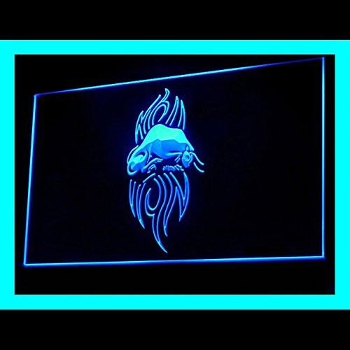 100058 Tattoo Piercing Bull Taurus Fire Artwork Display LED Light Neon Sign