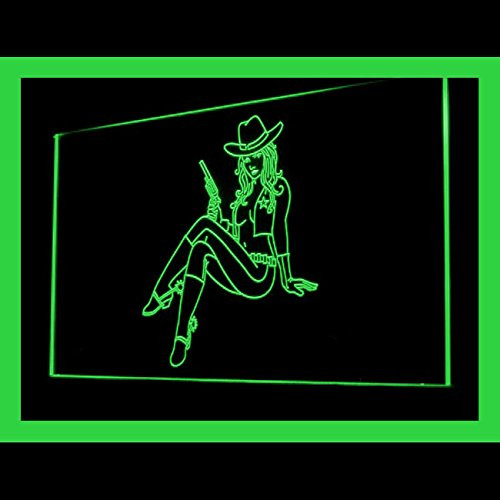 220069 CowGirl With Gun Hot Personalized Cow Display LED Light Neon Sign