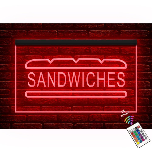 110115 Sandwiches Subs Shop Bar Cafe Open Display LED Light Neon Sign (12" X 8", 16 Colors By Remote)