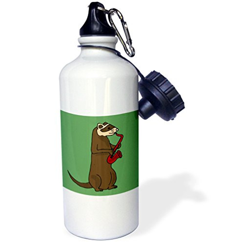 3dRose Funny Ferret Playing A Saxophone Sports Water Bottle, Multicolor, 21 oz 3dRose Funny Ferret Playing A Saxophone Sports Water Bottle, Multicolor, 21 oz