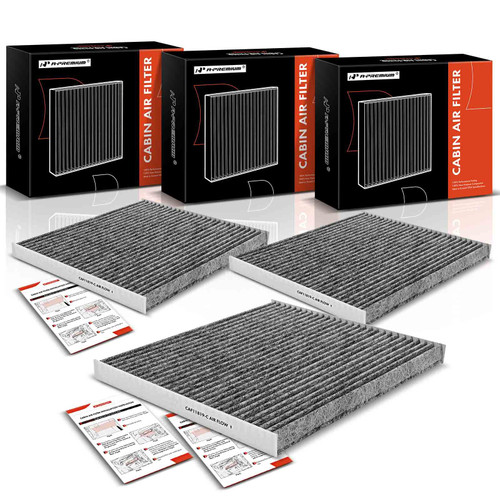 A-Premium 3-PC Cabin Air Filter w/Activated Carbon Compatible with Chevy, GMC, Hyundai, Kia & Saturn - Captiva Sport, Equinox, Terrain, Azera, Santa Fe, Sonata, Cadenza, Optima, Sedona, Vue - #CF11819