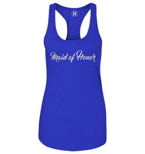 Haase Unlimited Maid of Honor - Wedding Bridal Party Silver Ladies Tank Top (Royal Blue, Medium)
