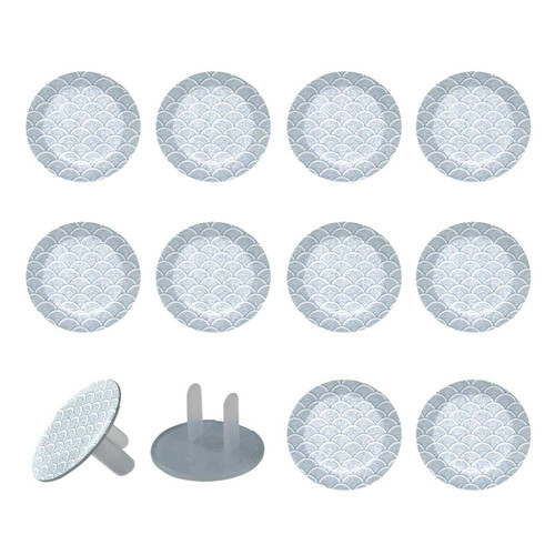 Outlet Plug Covers (24 Pack) Electrical Protector Safety Caps Socket Covers for Home- Grey Mermaid Scale Pattern Geometric